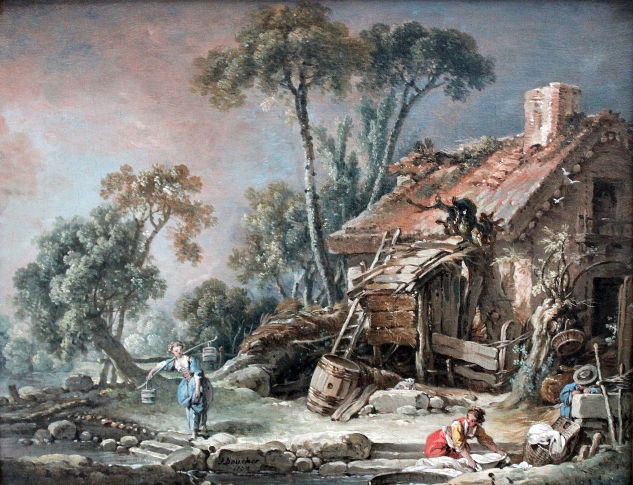 Landschaft mit Bauernhaus tekijältä François Boucher