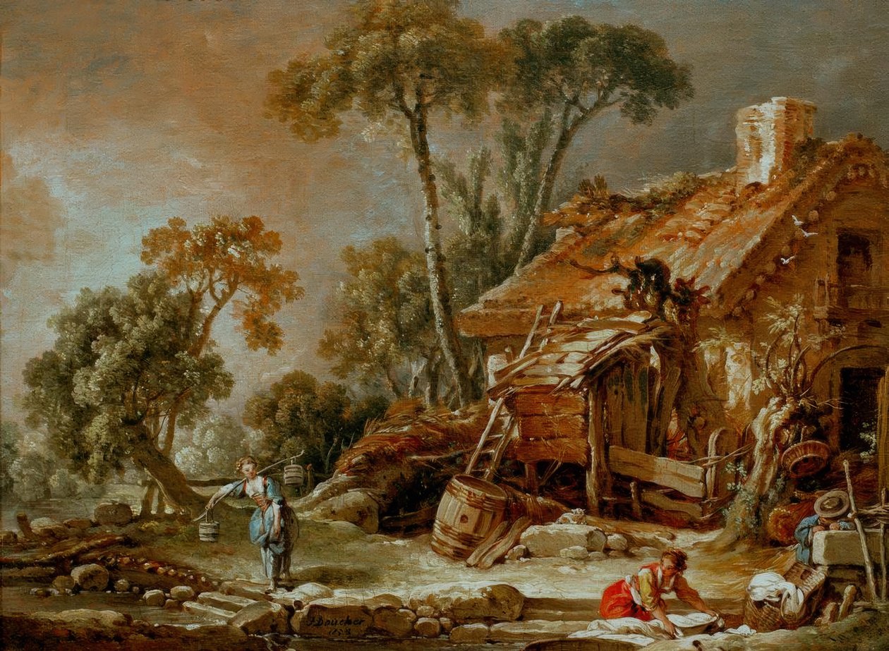 Landschaft mit Bauernhaus tekijältä François Boucher
