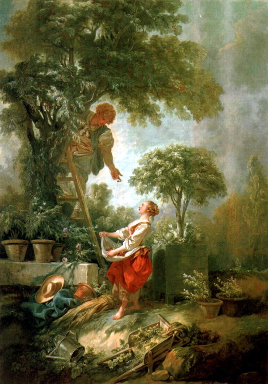 Landschaft mit Kirschpflückerin tekijältä François Boucher
