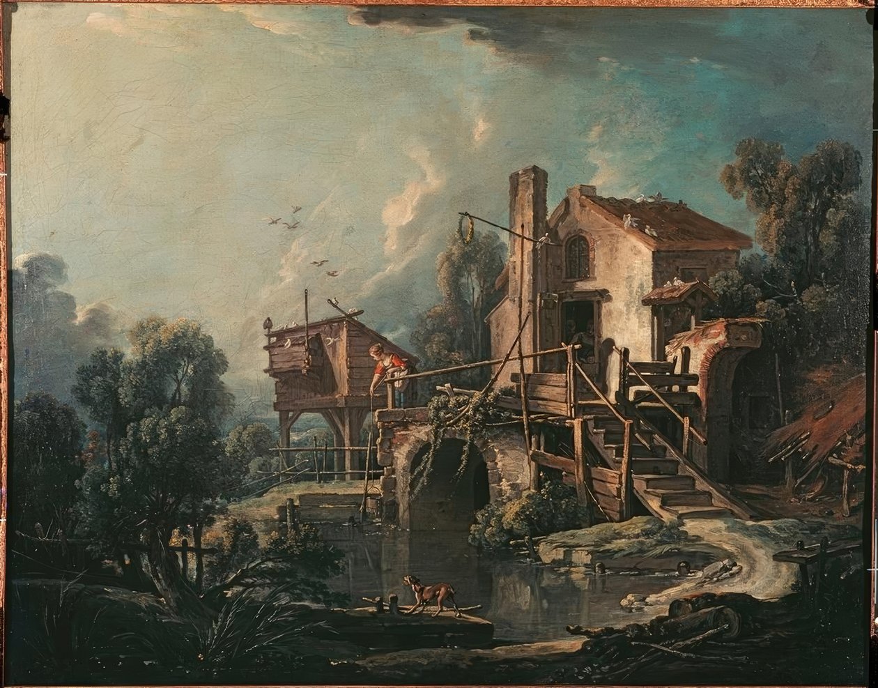Landschaft mit Mühle tekijältä François Boucher