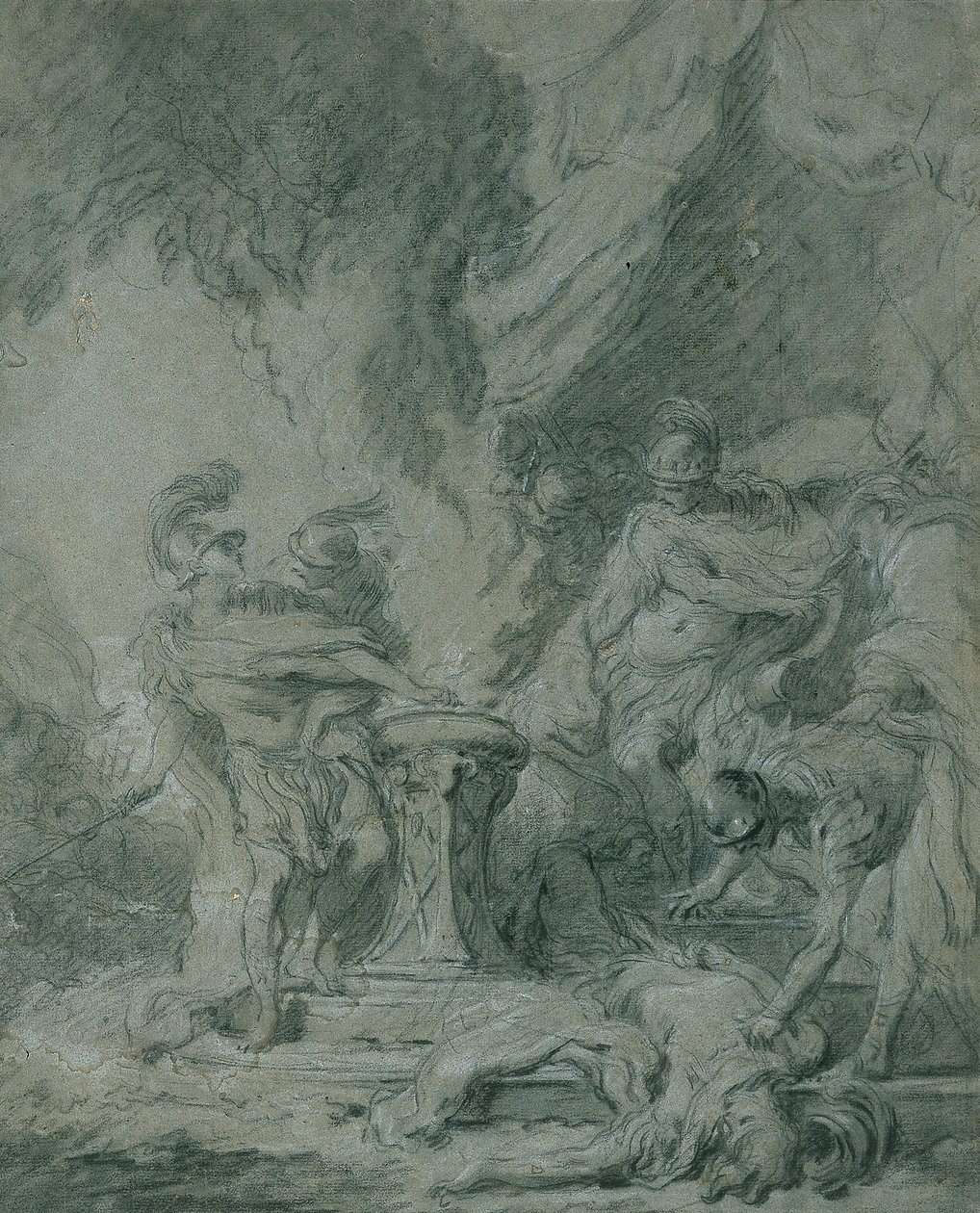Mucius Scaevola laittaa kätensä tuleen tekijältä François Boucher