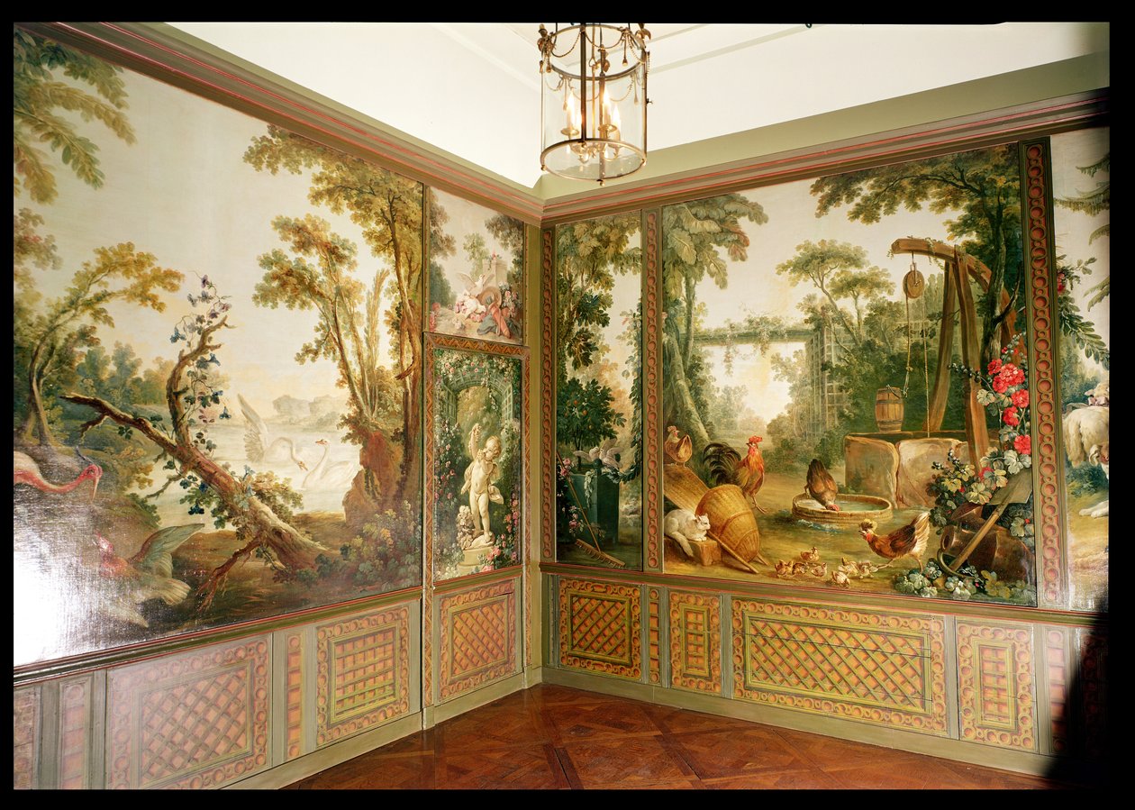 Maalatut seinäpaneelit Gille Demarteaun salongissa (1722-76) tekijältä François Boucher