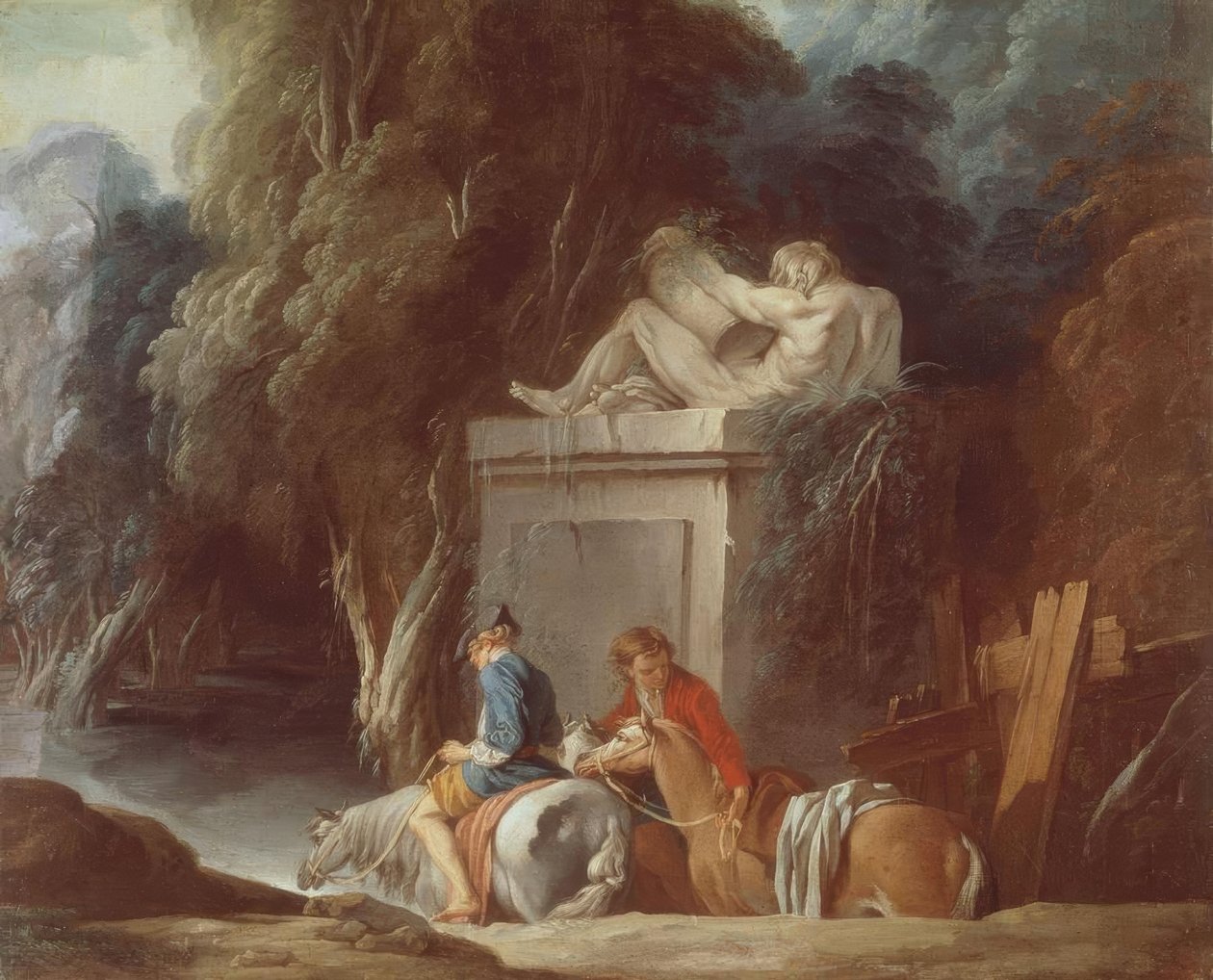 Reiter durchqueren eine Furt tekijältä François Boucher