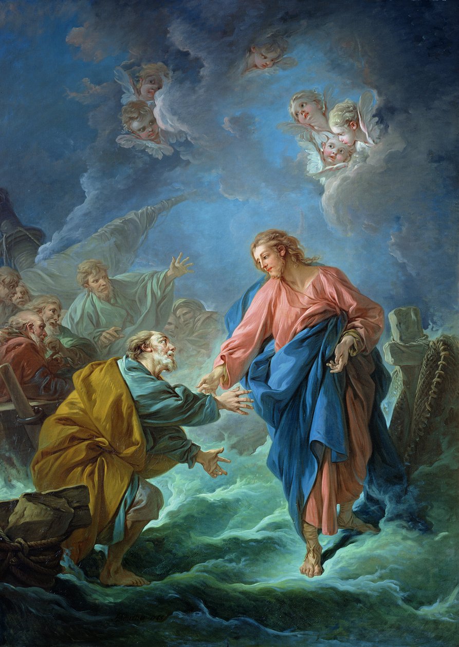 Pyhä Pietari kutsuttu kävelemään veden päällä, 1766 tekijältä François Boucher