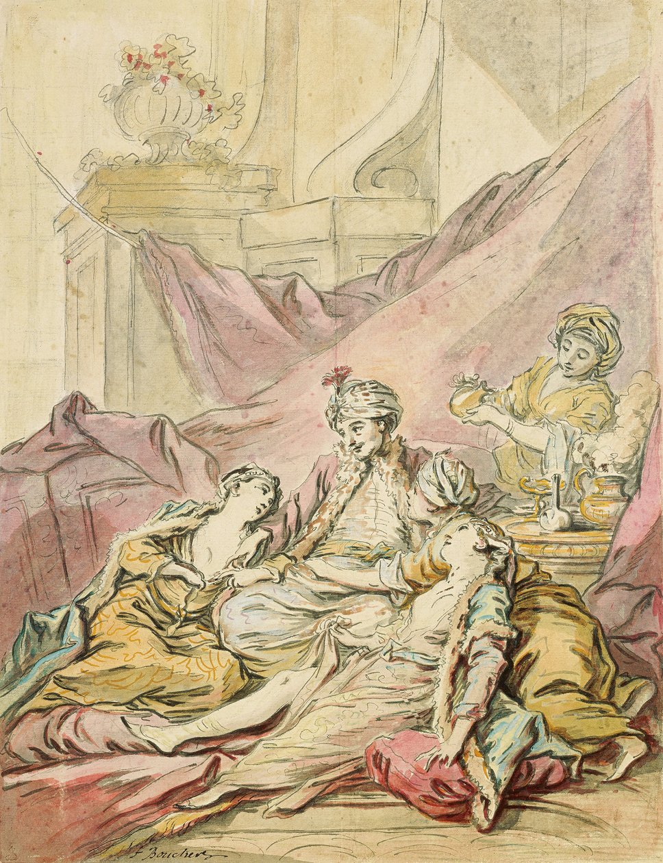 Pasha haaremissa, n. 1735-1739 tekijältä François Boucher