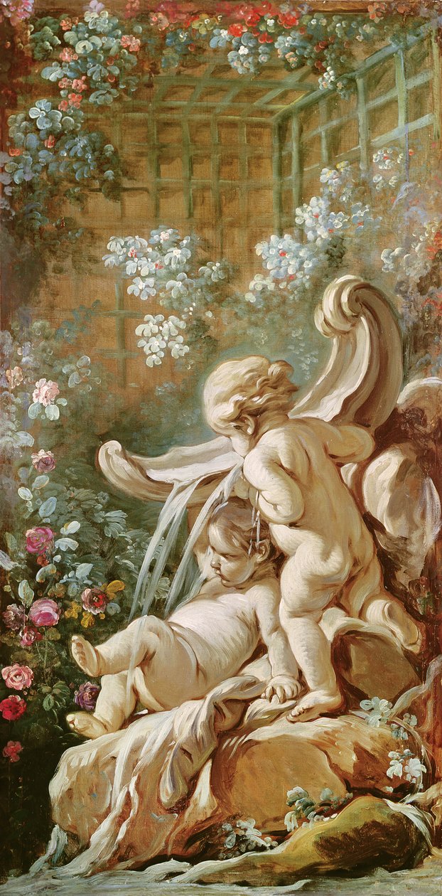 Kaksi Cupidoa altaan äärellä, Gilles Demarteaun salongista, n. 1750-65 tekijältä François Boucher
