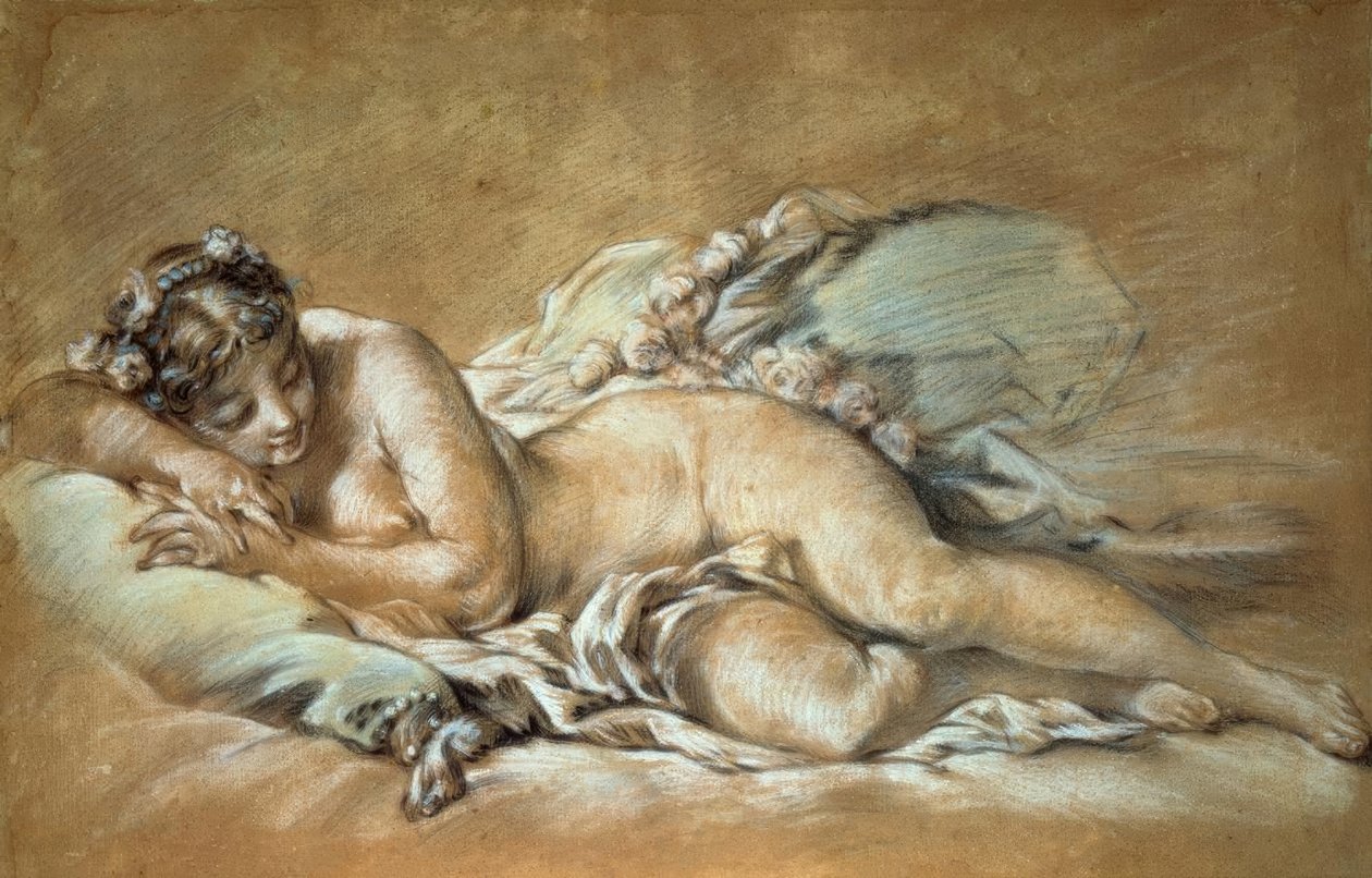 Une jeune femme endormie tekijältä François Boucher