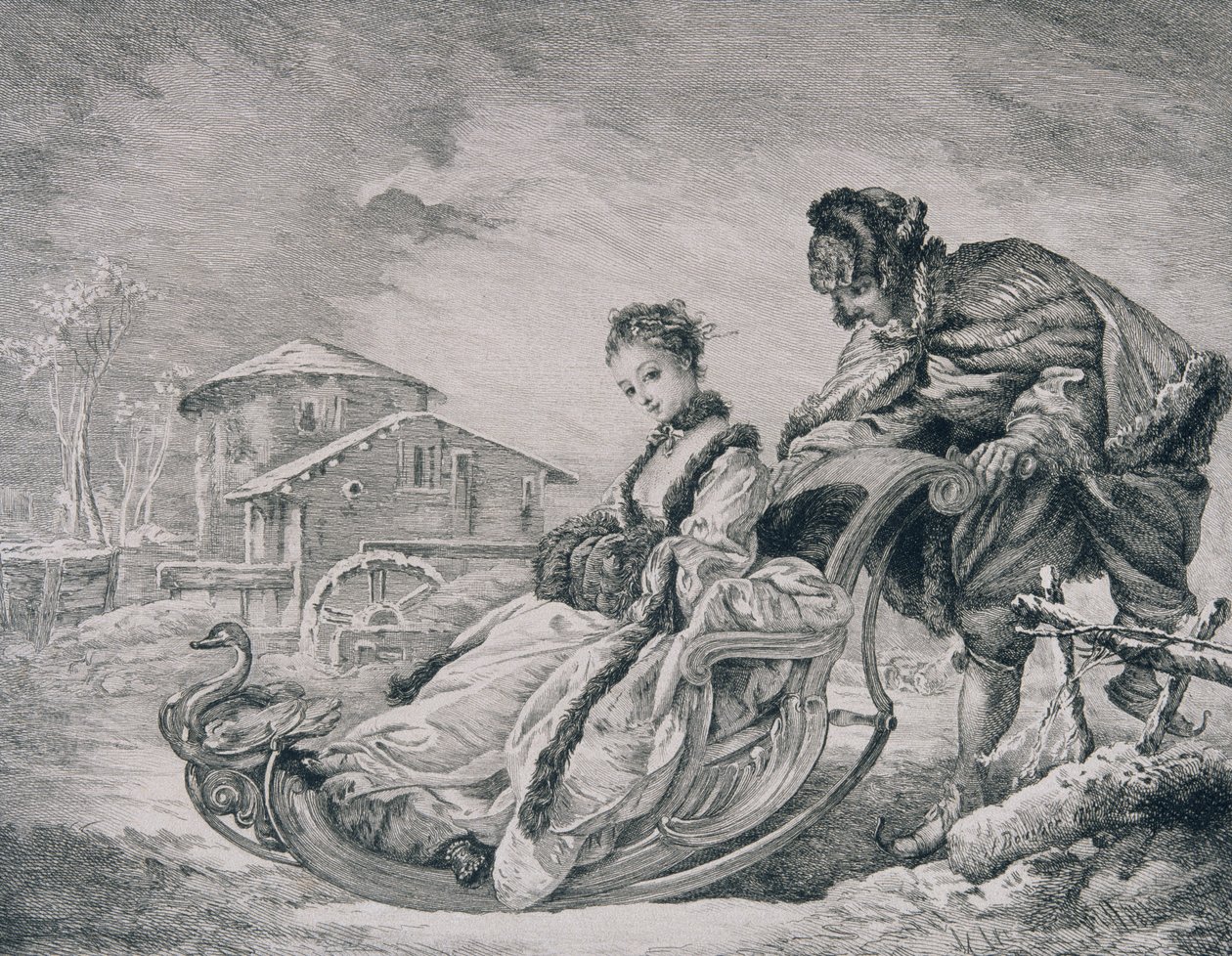 Talvihuvi, "Gazette des Beaux-Arts", kaivertanut E. Champollion tekijältä François Boucher
