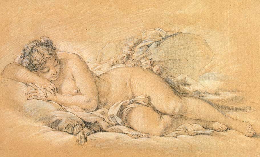 Nuori nainen nukkumassa tekijältä François Boucher