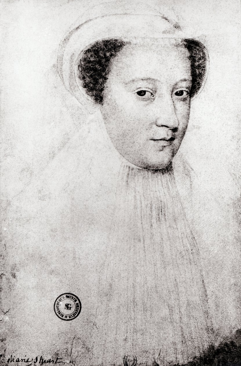 Maria, Skotlannin kuningatar (1542-87) valkoisessa surussa, 1560 tekijältä François Clouet