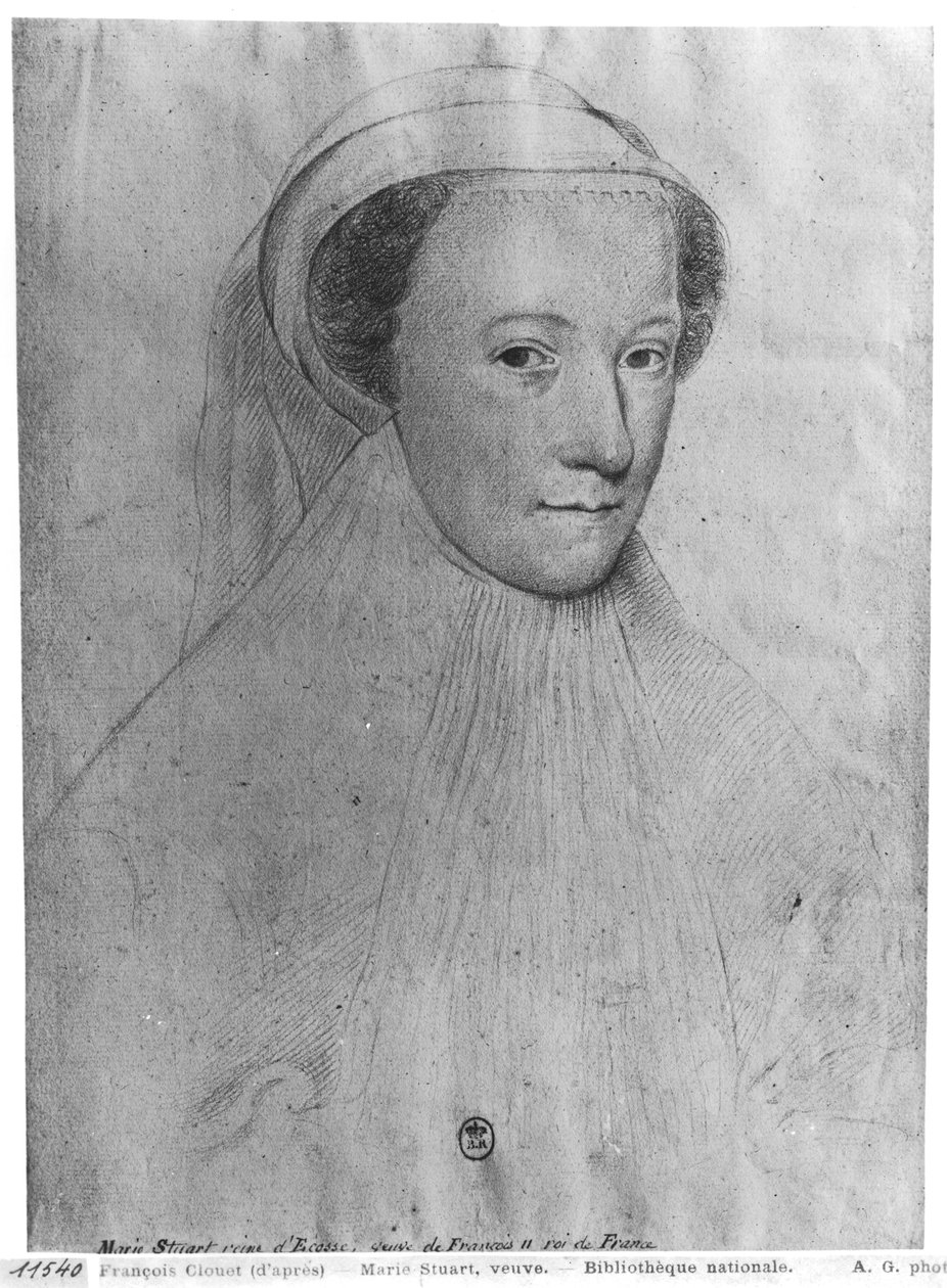 Maria, Skotlannin kuningatar (1542-87) valkoisessa surussa, 1560 tekijältä François Clouet