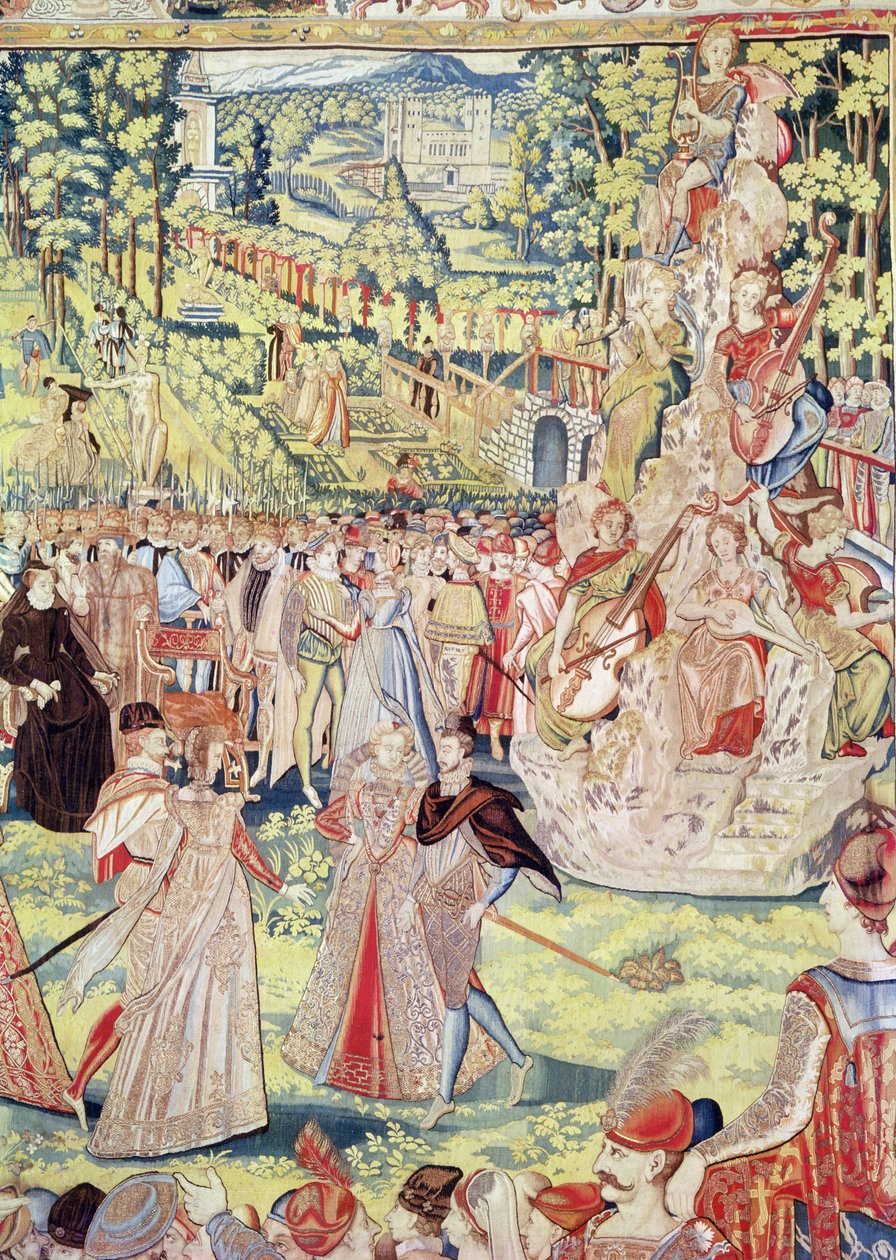 Court Fête Pariisissa vuonna 1573 Puolan suurlähettiläiden kunnioittamiseksi Katariina de Medicin ja Henri III:n läsnä ollessa (kuvakudos) tekijältä François Quesnel