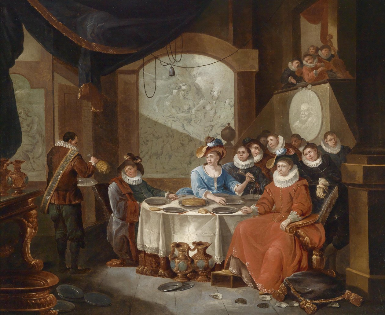 Elegantti seurue juhlaillallisella tekijältä François Xaver Henri Verbeeck