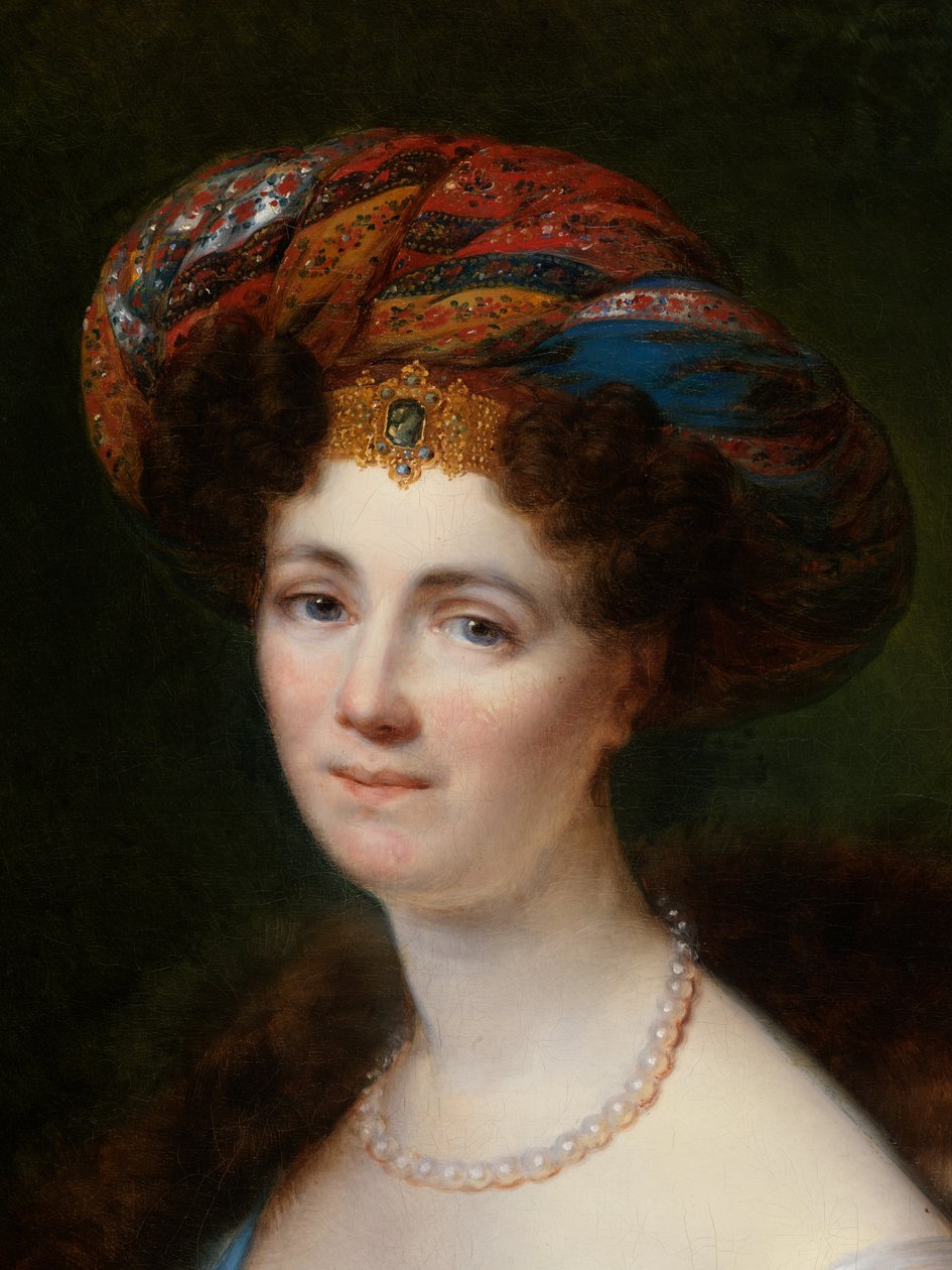 Yksityiskohta Josephine Victoire Meslier-Duveyn muotokuvasta (öljy kankaalle) tekijältä François Joseph Kinsoen