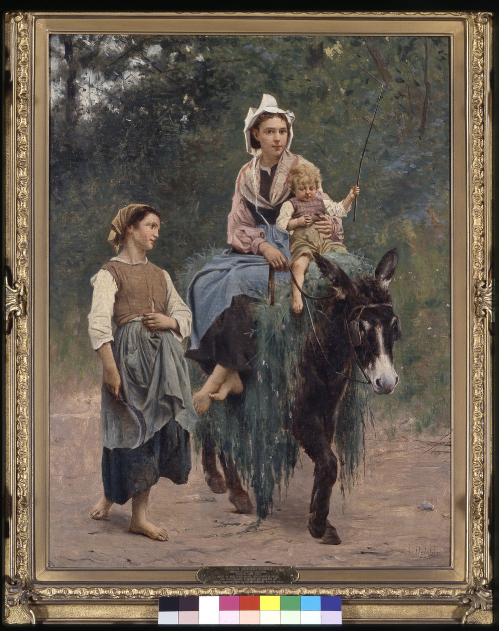 Italialainen talonpoikaisperhe, päivämäärä tuntematon (öljy kankaalle) tekijältä François Alfred Delobbe