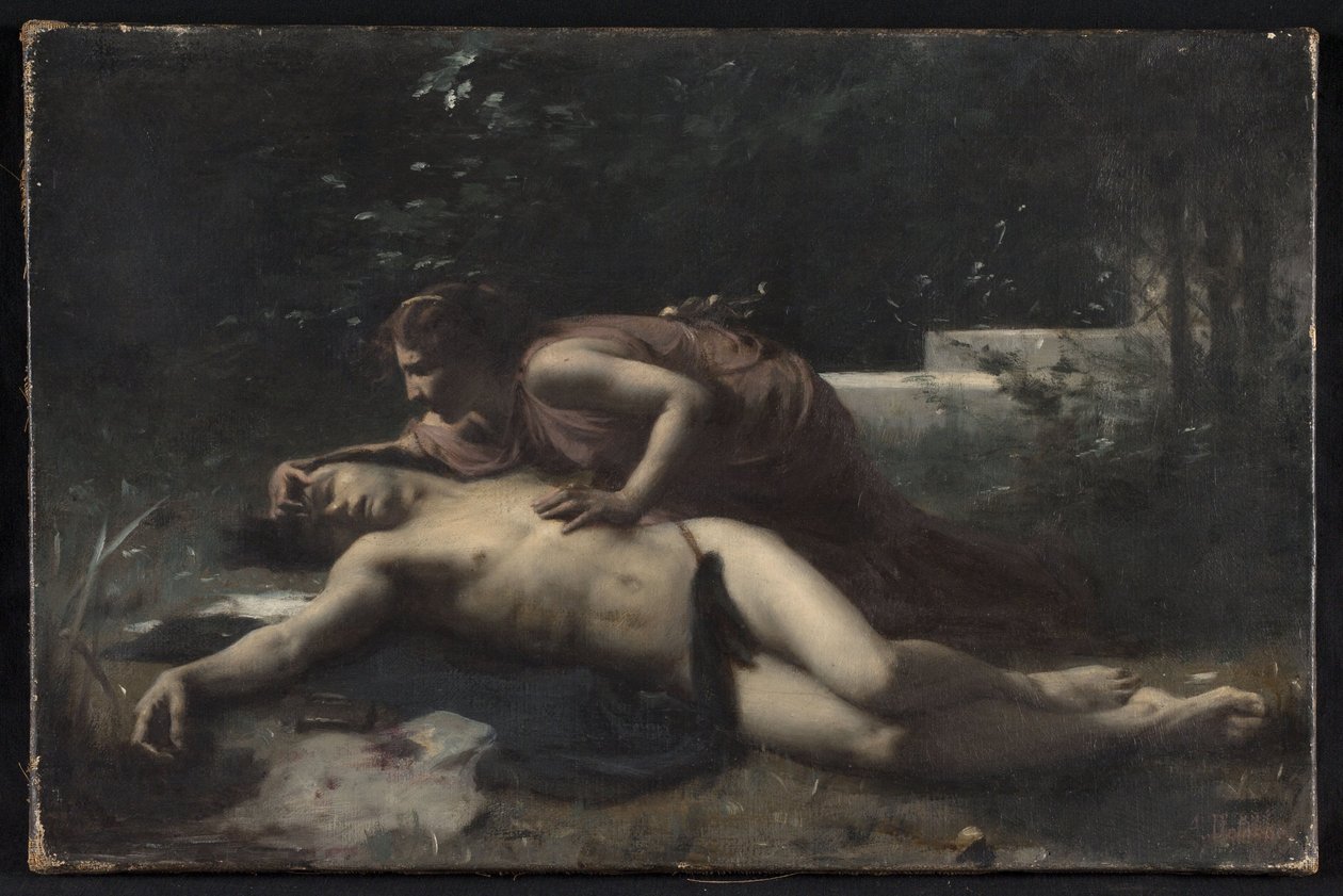 Pyramus ja Thisbe, n. 1875 (öljy kankaalle) tekijältä François Alfred Delobbe