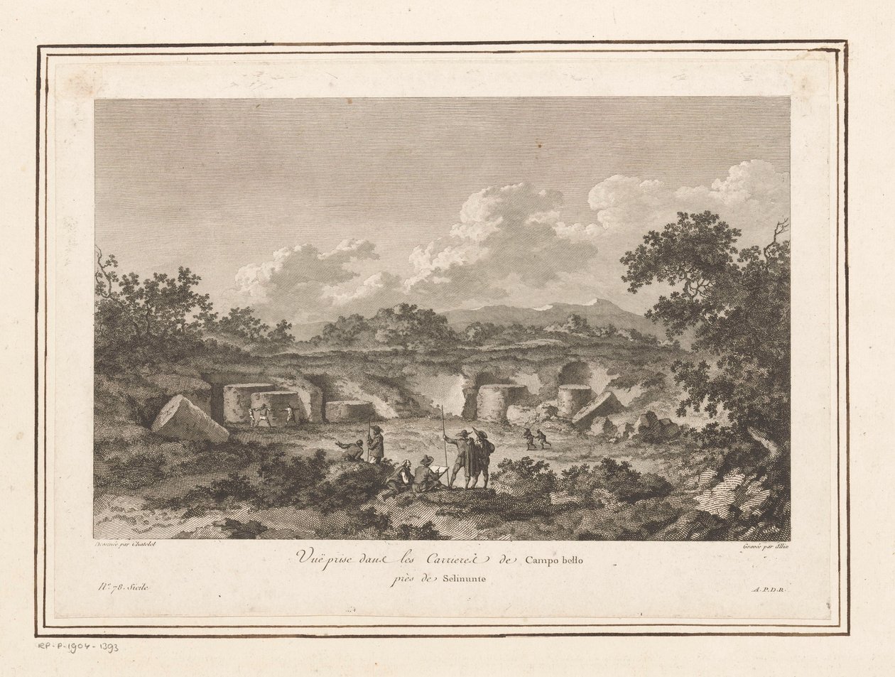 Näkymä Campo Bellon louhokselle, Selinuntessa Vuë-palkinto dans les Carrieres de Campo bello près de Selinunte (nimi esineessä) tekijältä François Allix