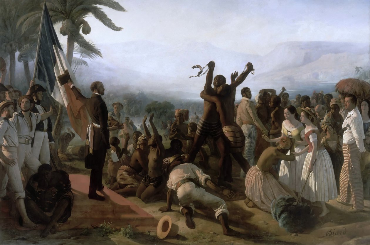 Julistus orjuuden lakkauttamisesta Ranskan siirtomaissa, 27. huhtikuuta 1848 tekijältä François Auguste Biard