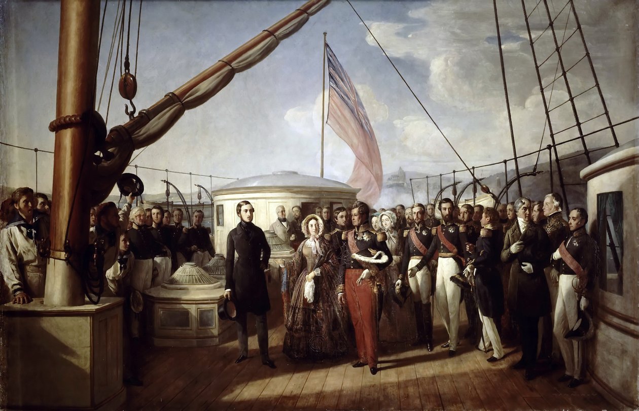 Kuningatar Victoria vastaanotti kuningas Ludvig Philippe I:n Royal Yachtilla 2. syyskuuta 1843 tekijältä François Auguste Biard