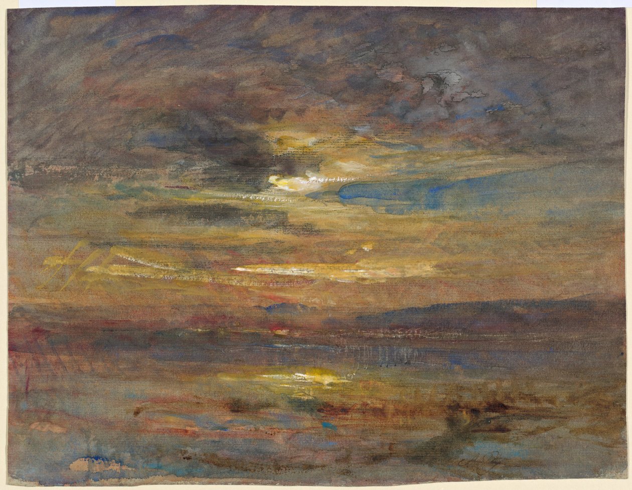 Auringonlasku lammen yli tekijältä François Auguste Ravier
