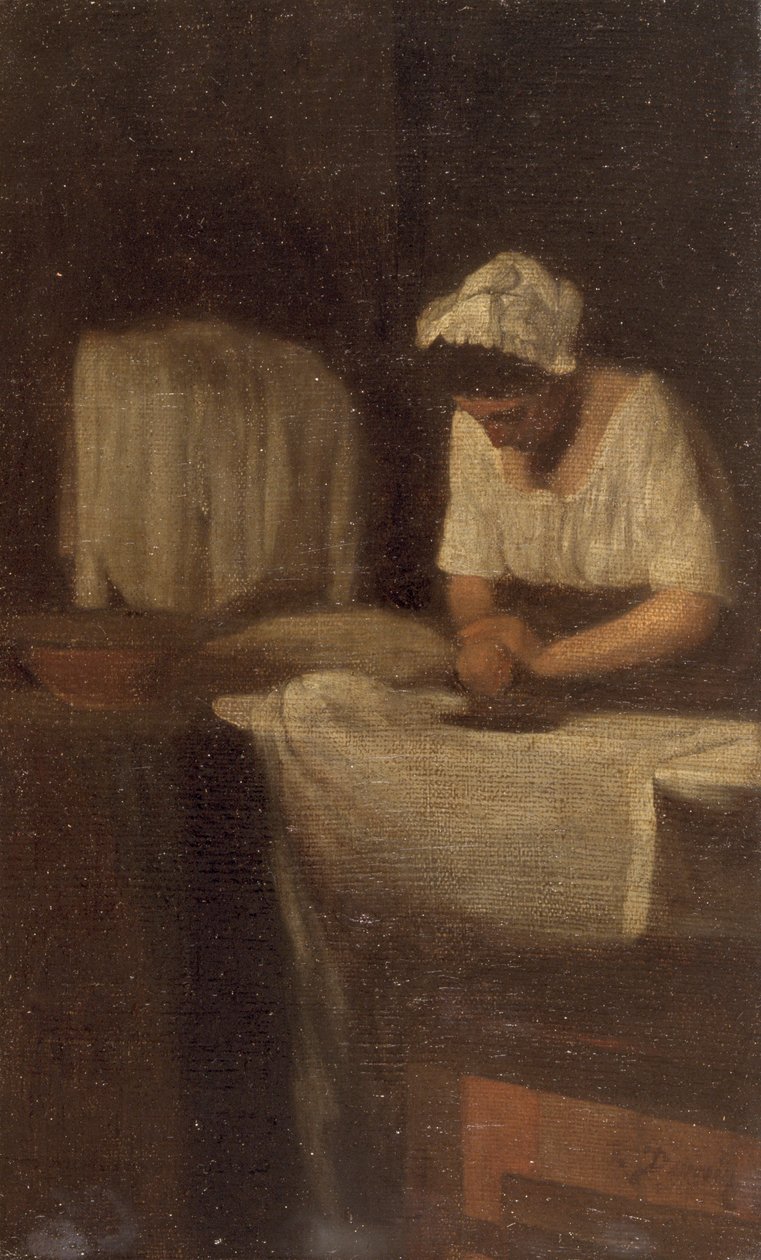 "Nainen silitys", The Laundress, c1850 tekijältä François Bonvin