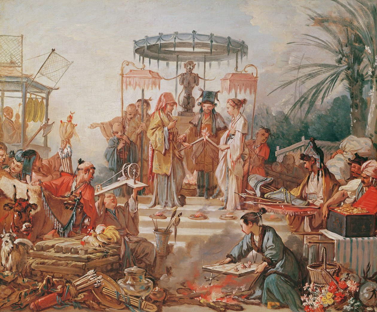 Kiinalainen avioliitto, opiskelu kuvakudossarjakuvaa varten, n. 1742 tekijältä François Boucher