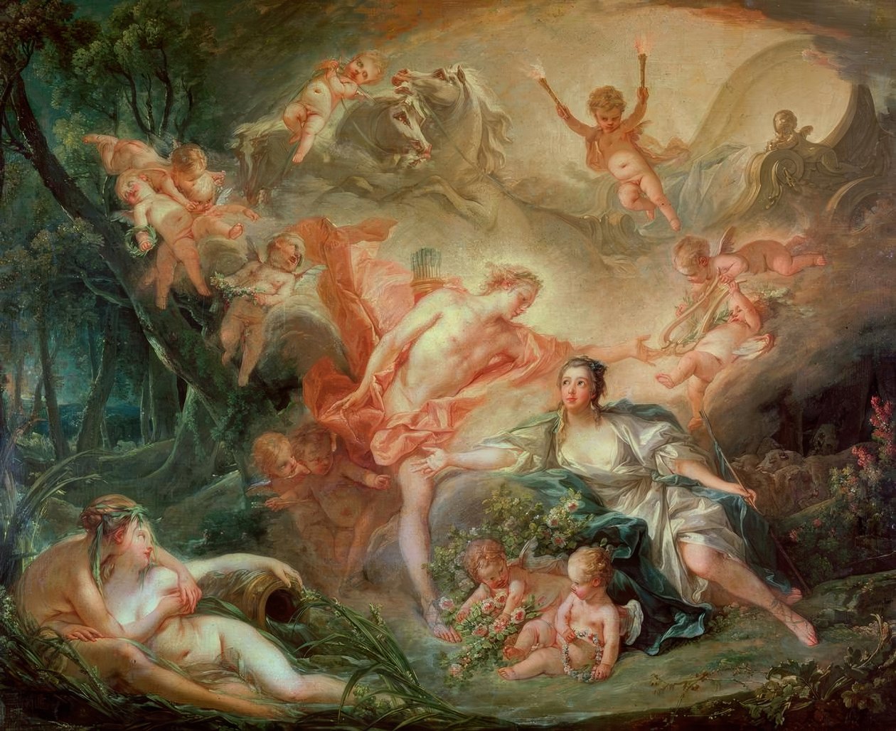 Apollo paljastaa itsensä Isikselle tekijältä François Boucher