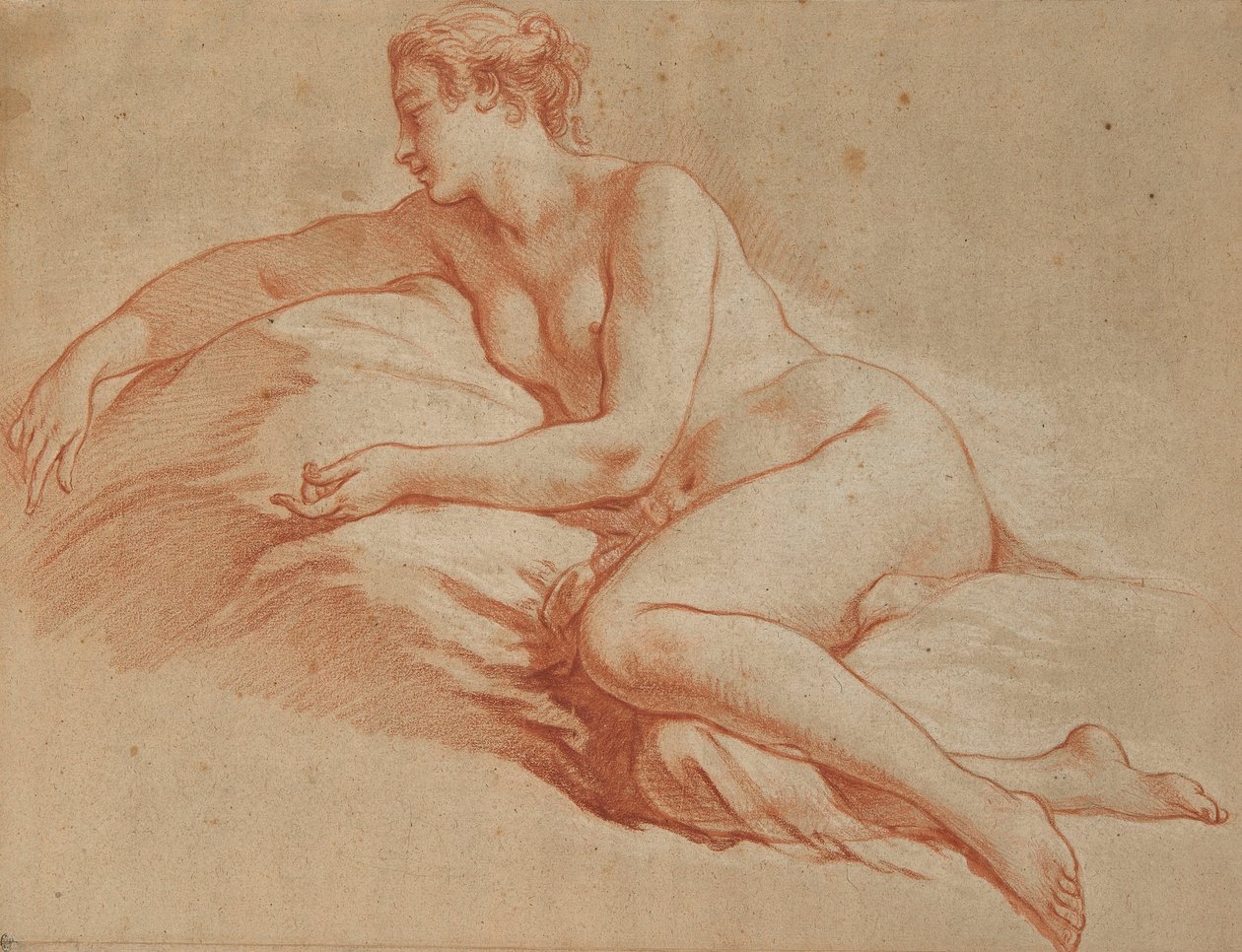 Boucher - Makuuasennossa oleva alaston nainen vasemmalle päin tekijältä François Boucher