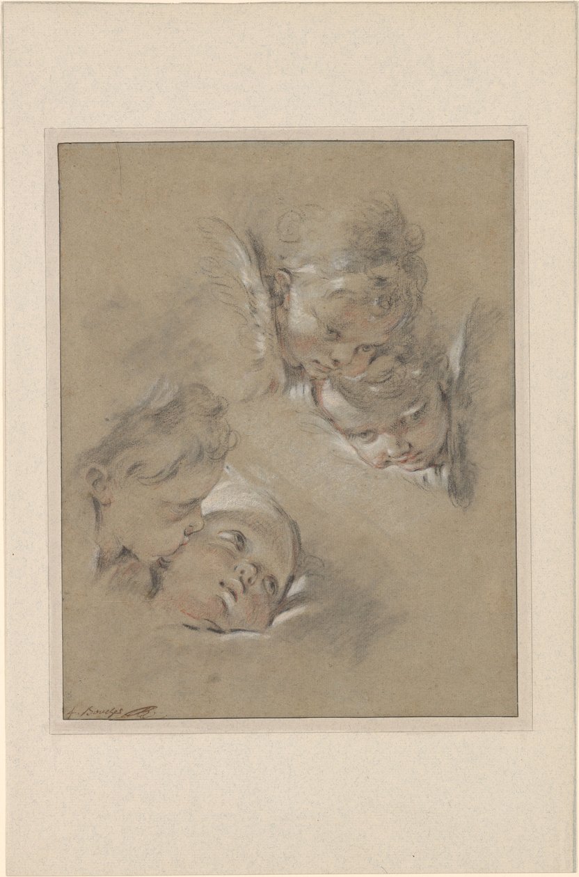Boucher - Neljä kerubien päätä, III, 104b. tekijältä François Boucher