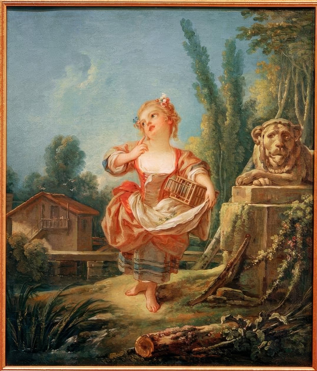 Das Mädchen mit dem Vogelkäfig tekijältä François Boucher