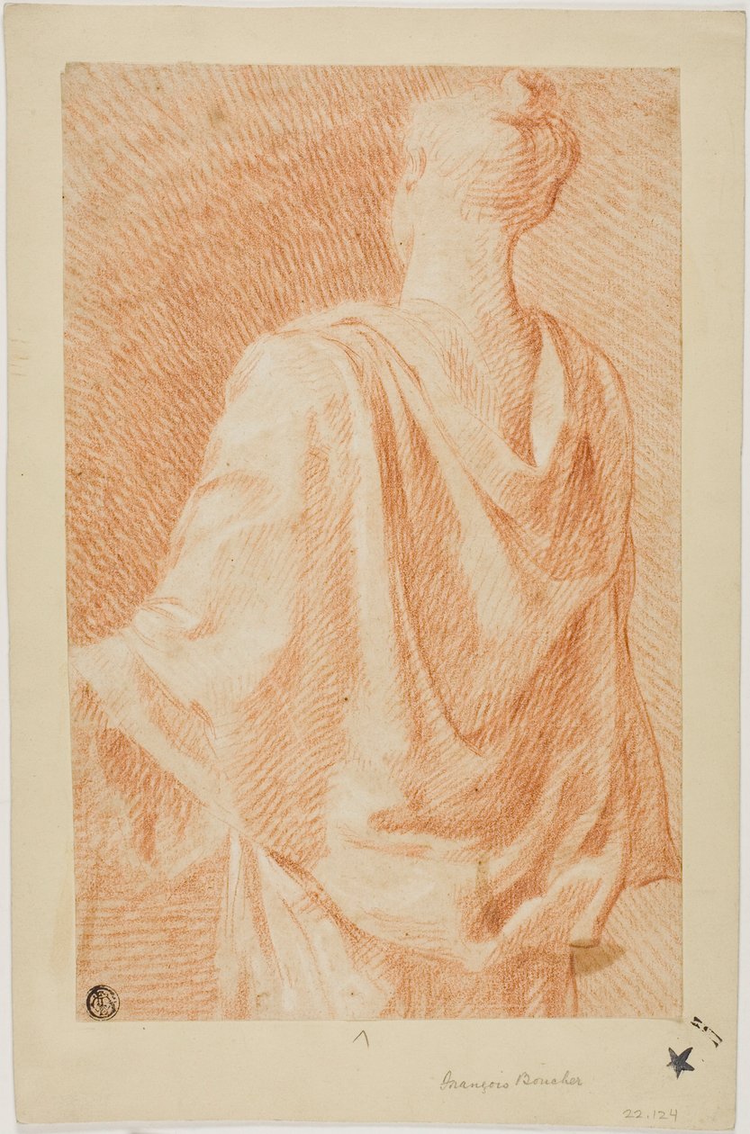 Draped nainen, takaa katsottuna tekijältä François Boucher