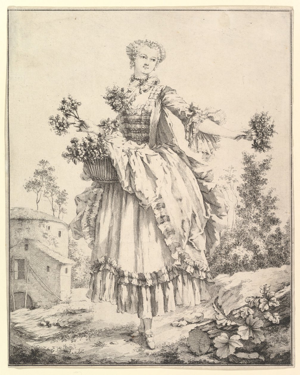 Kukkatyttö, 1700-luku. tekijältä François Boucher