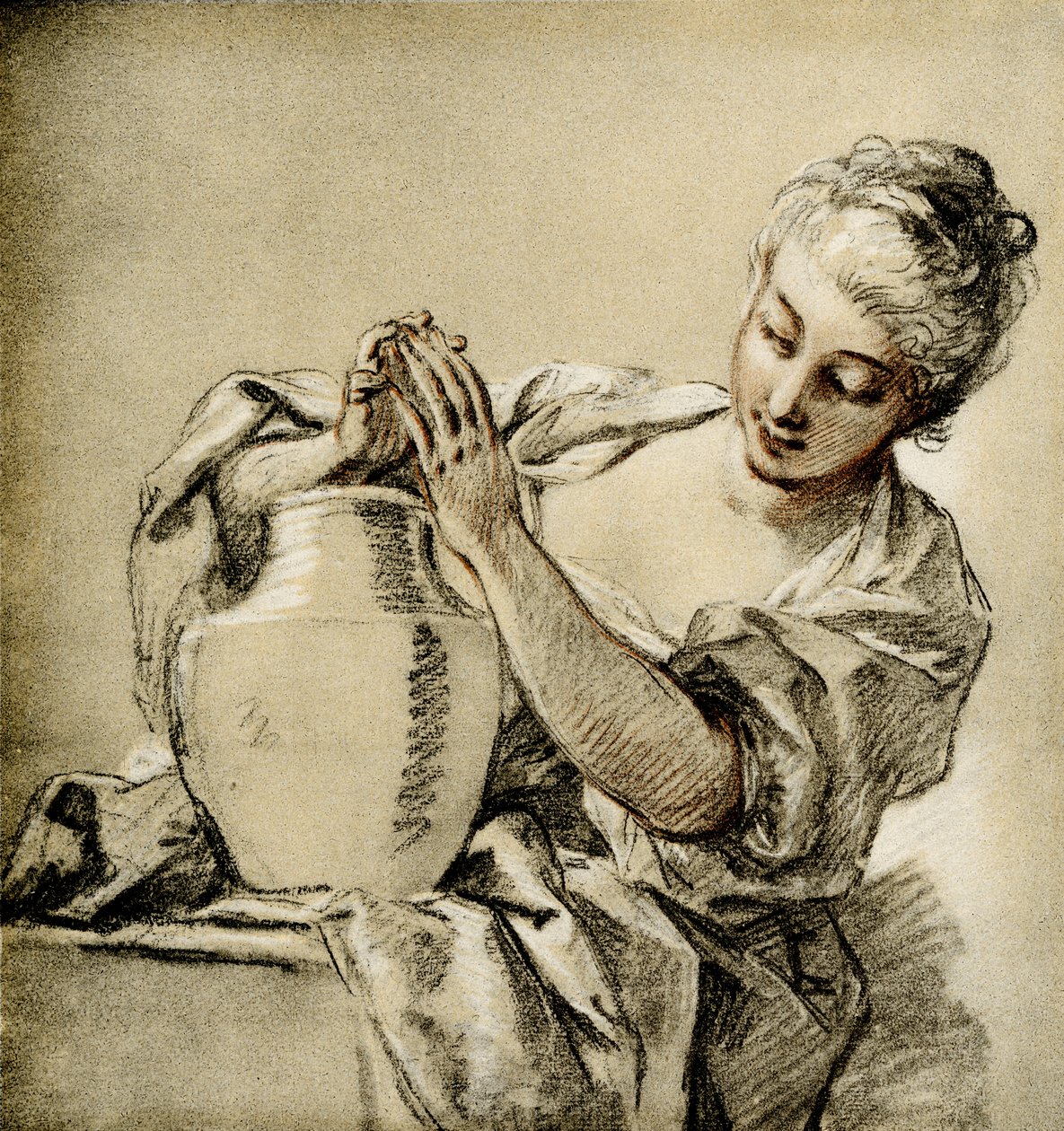 Tyttö kaivon luona tekijältä François Boucher