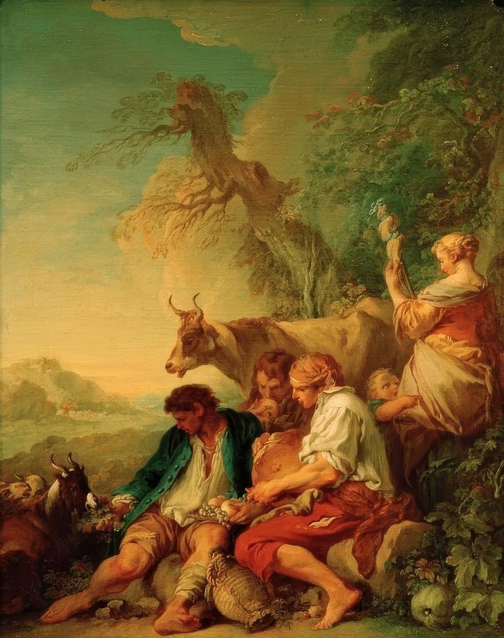 Paimenet karjan kanssa maisemassa tekijältä François Boucher