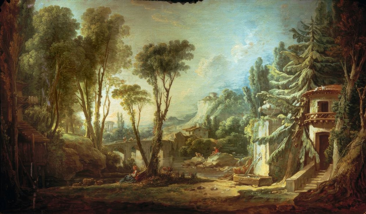 Pastoraalinen maisema tekijältä François Boucher