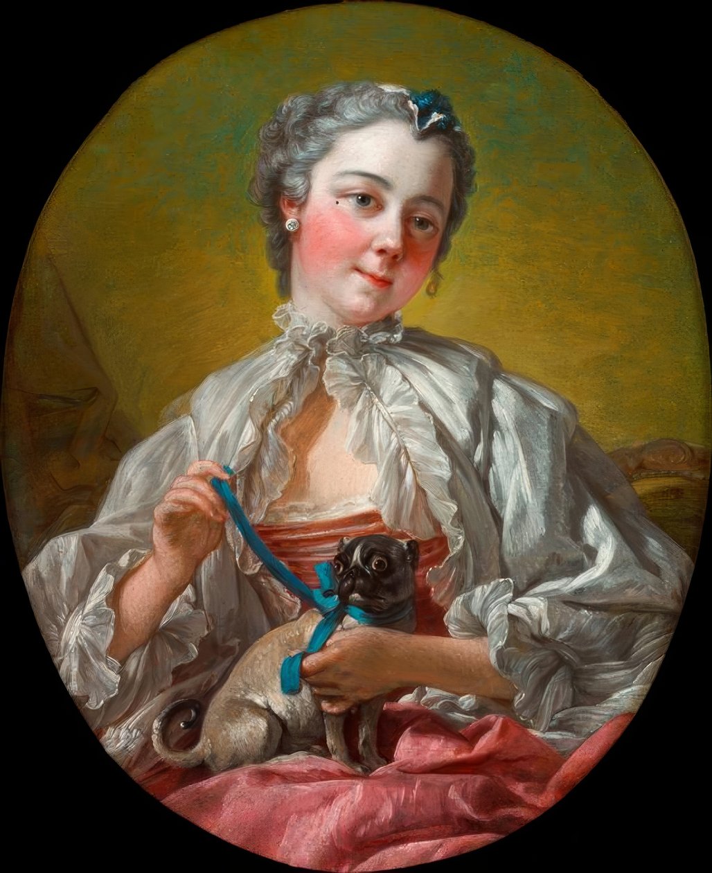 Junge Frau mit Mops tekijältä François Boucher