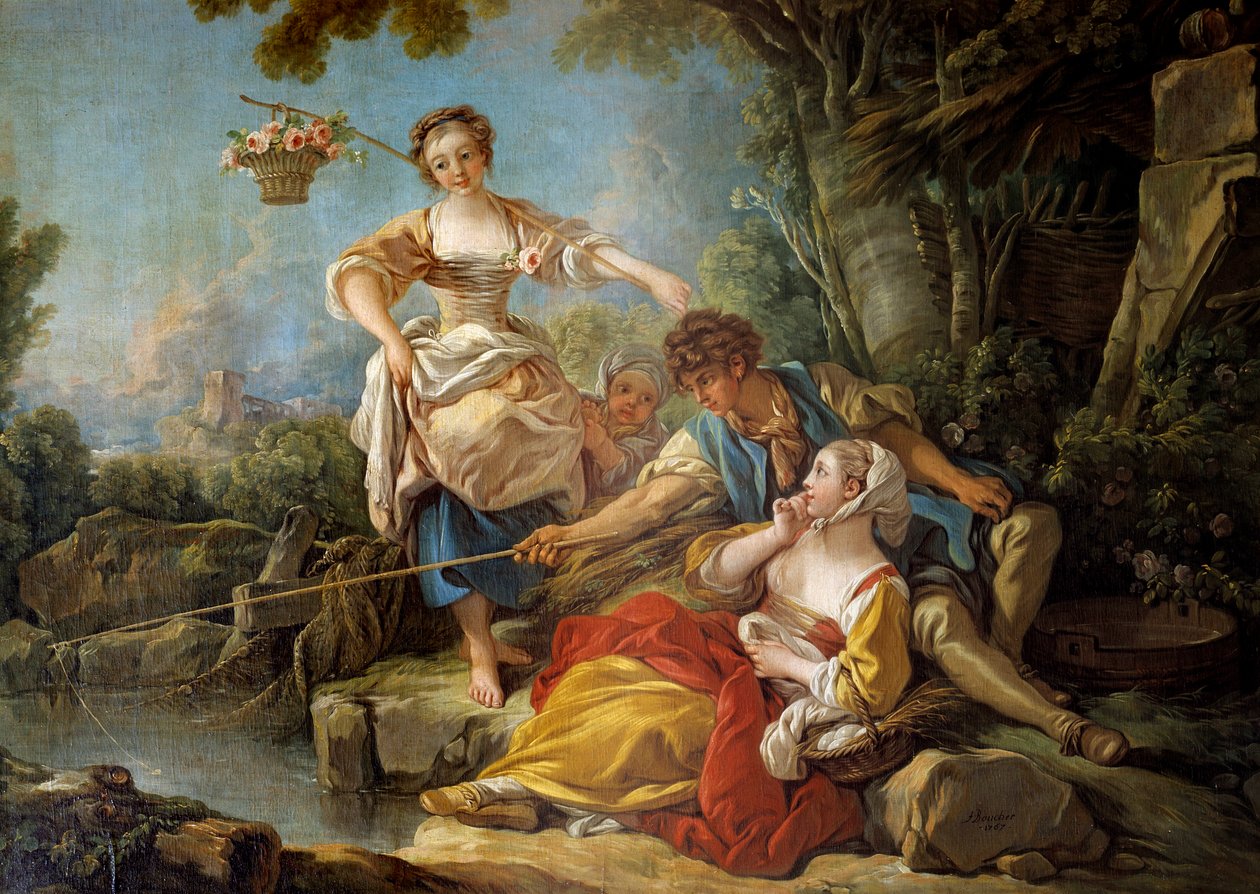 Siimakalastus François Boucherin maalaus (1703-1770) 1767 Su. 1,5x1,8m tekijältä François Boucher