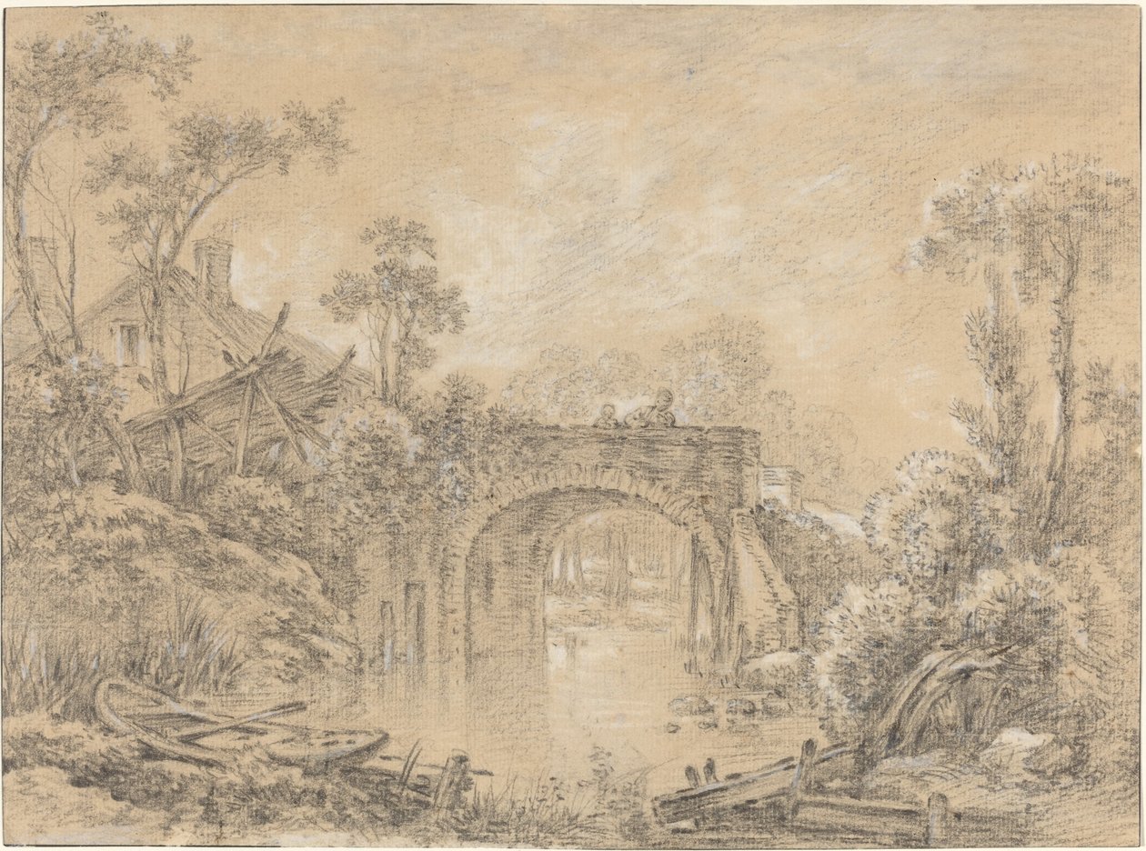 Maisema maalaismaisella sillalla tekijältä François Boucher