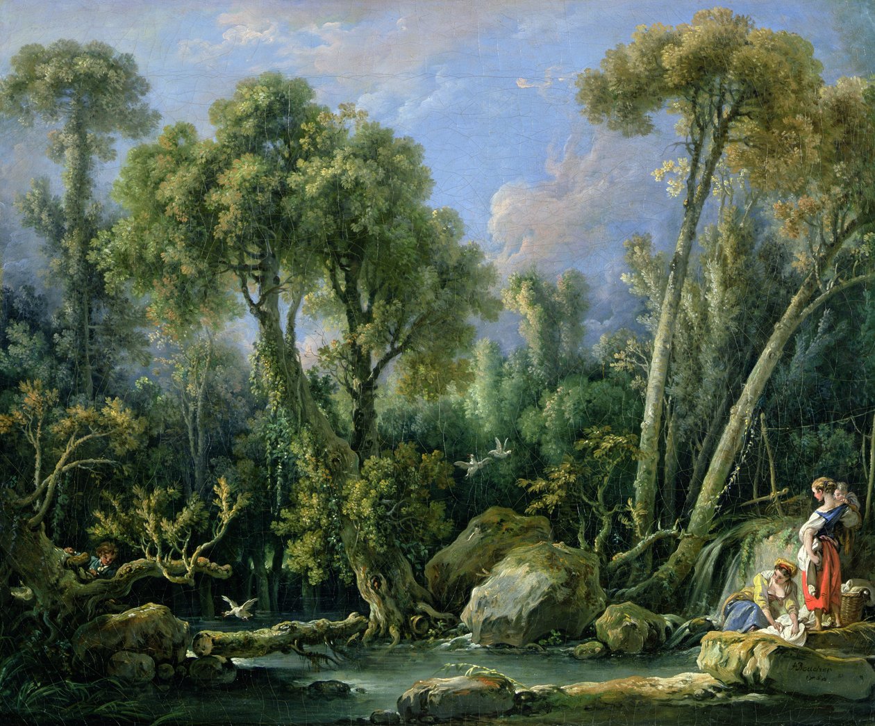 Pesupuvut maisemassa, 1760 tekijältä François Boucher