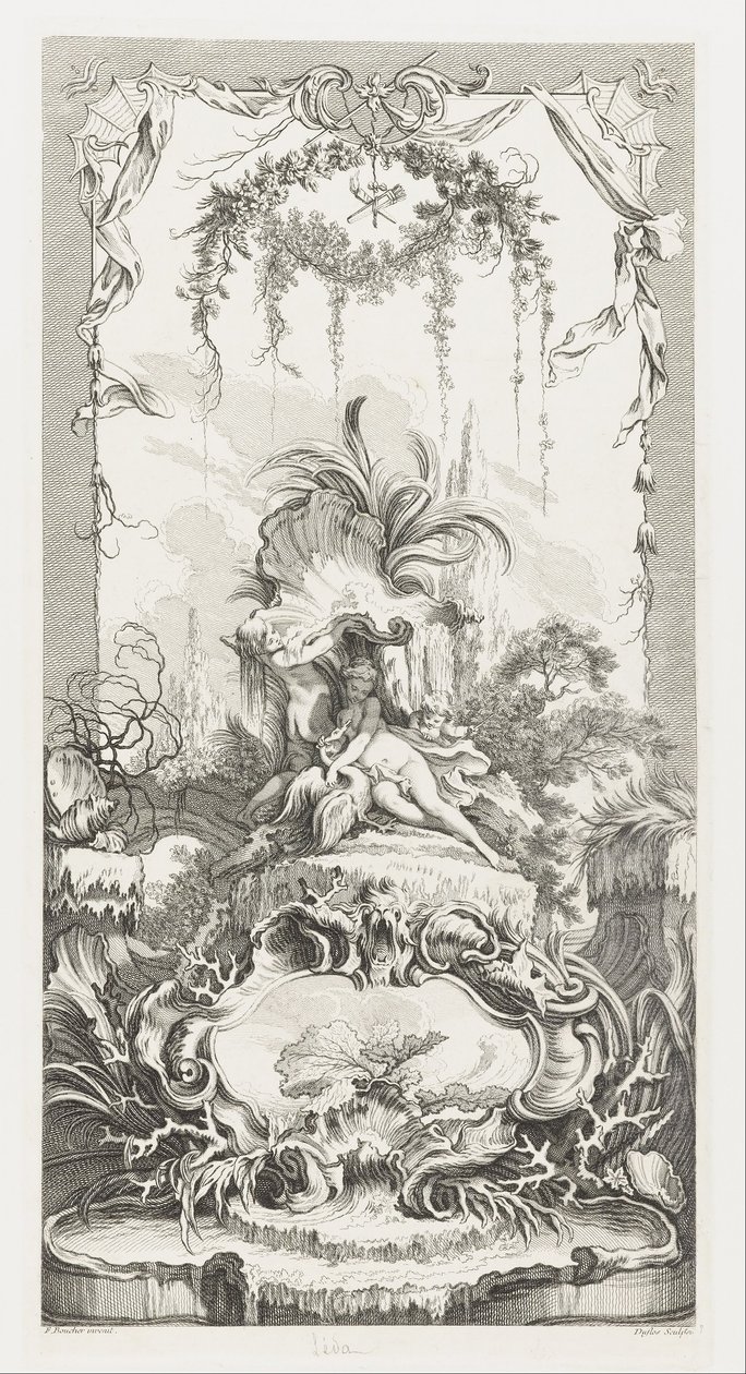 Léda teoksessa Uudet konseptit näytöille [Morceaux pour des paravents]. tekijältä François Boucher