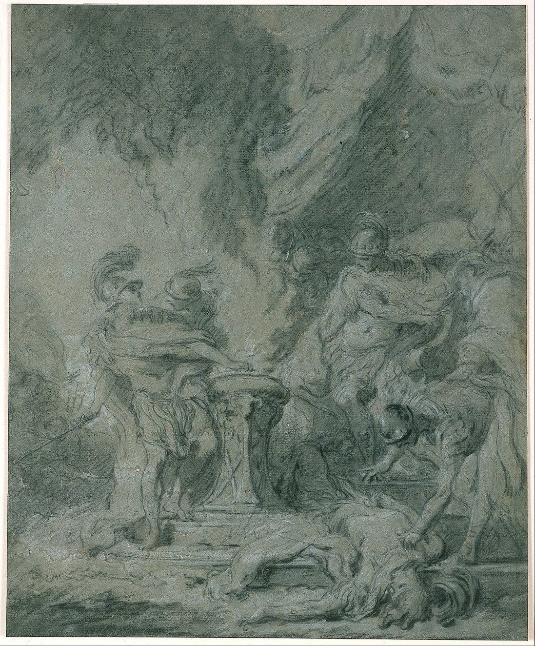 Mucius Scaevola laittaa kätensä tuleen tekijältä François Boucher