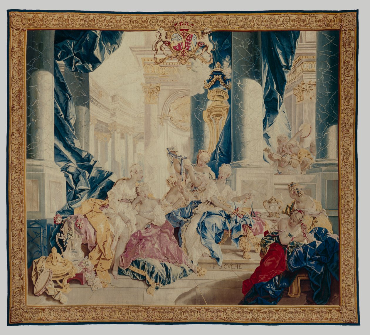 Psyche esittelee aarteitaan sisarilleen, 1744-46 (villaa ja silkkiä) tekijältä François Boucher