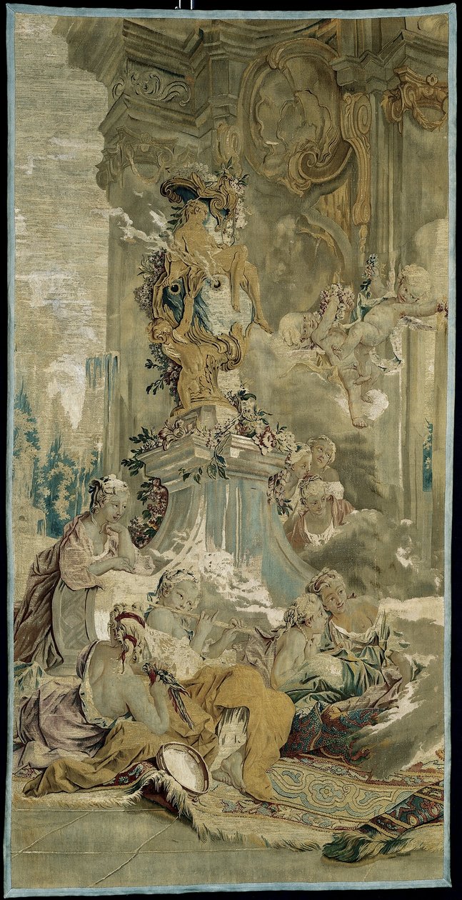 Psyken tulo Amorin palatsiin [vasen katkelma], teoksesta Psyken tarina (The Story of Psyche) tekijältä François Boucher