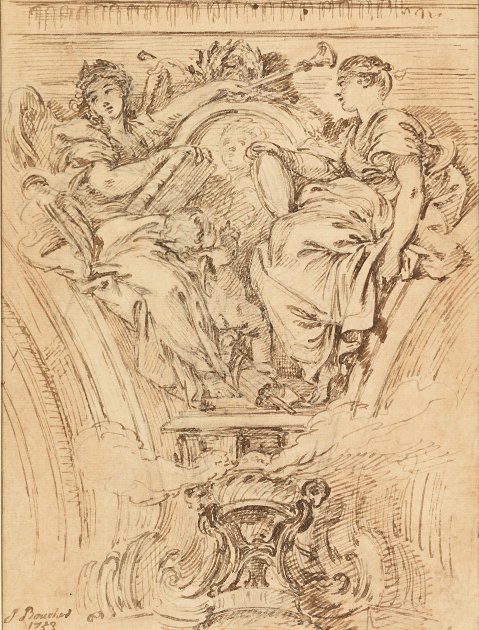 Reunus koristelu:  Ludvig XV:n suosionosoitukset. tekijältä François Boucher