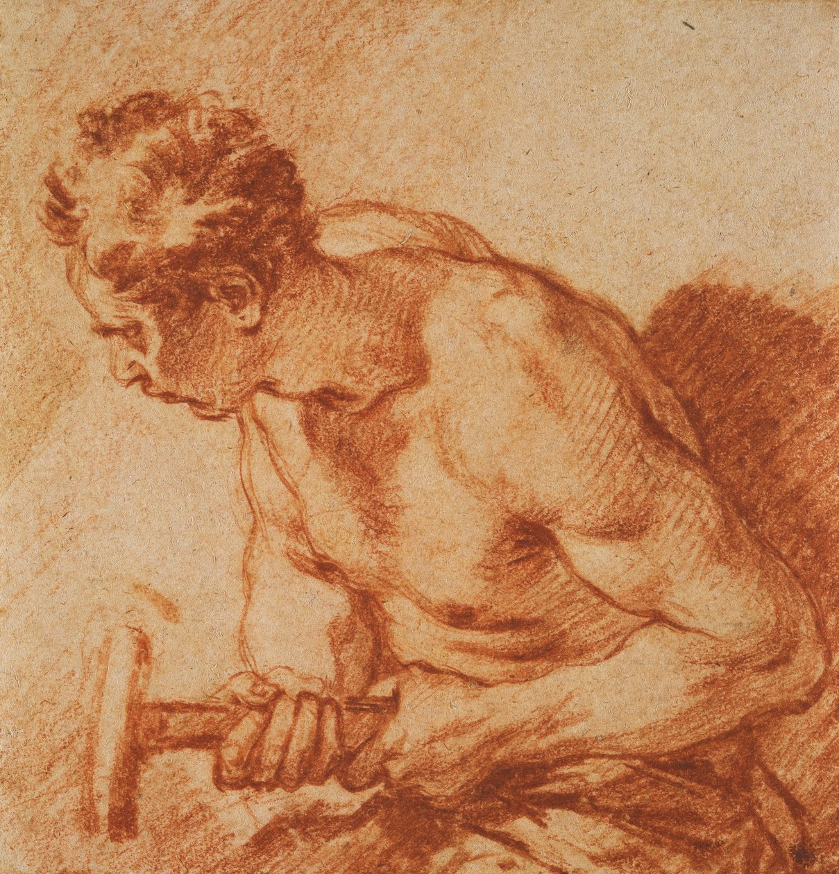 Tutkimus miehestä, jolla on vasara, puolipitkä, tekijältä François Boucher