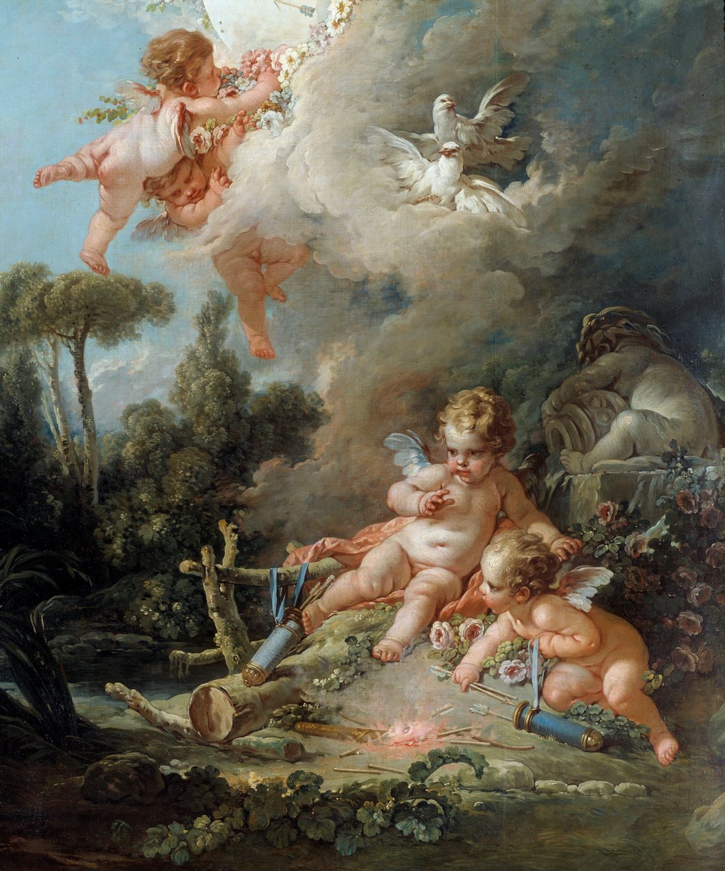 Angel Detail Love Target. François Boucherin (1703-1770) maalaus 1758 su. 2,58 x 1,67 m Pariisi, tekijältä François Boucher