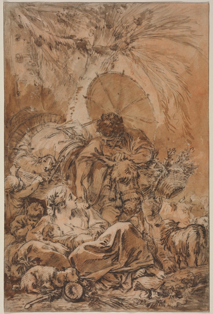 Jaakobin lähtö, n. 1755. tekijältä François Boucher