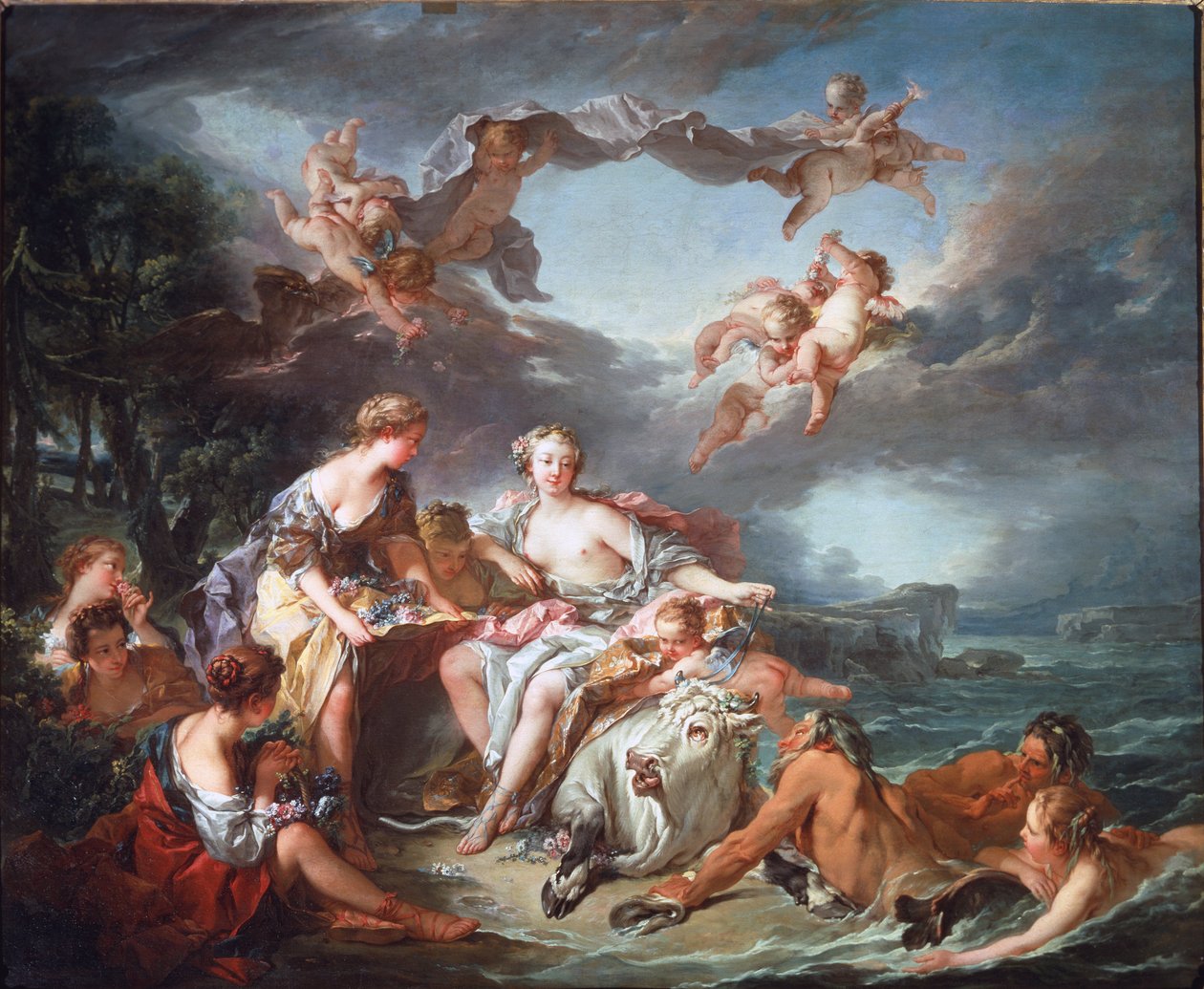 Euroopan kidnappaus - Öljy kankaalle tekijältä François Boucher