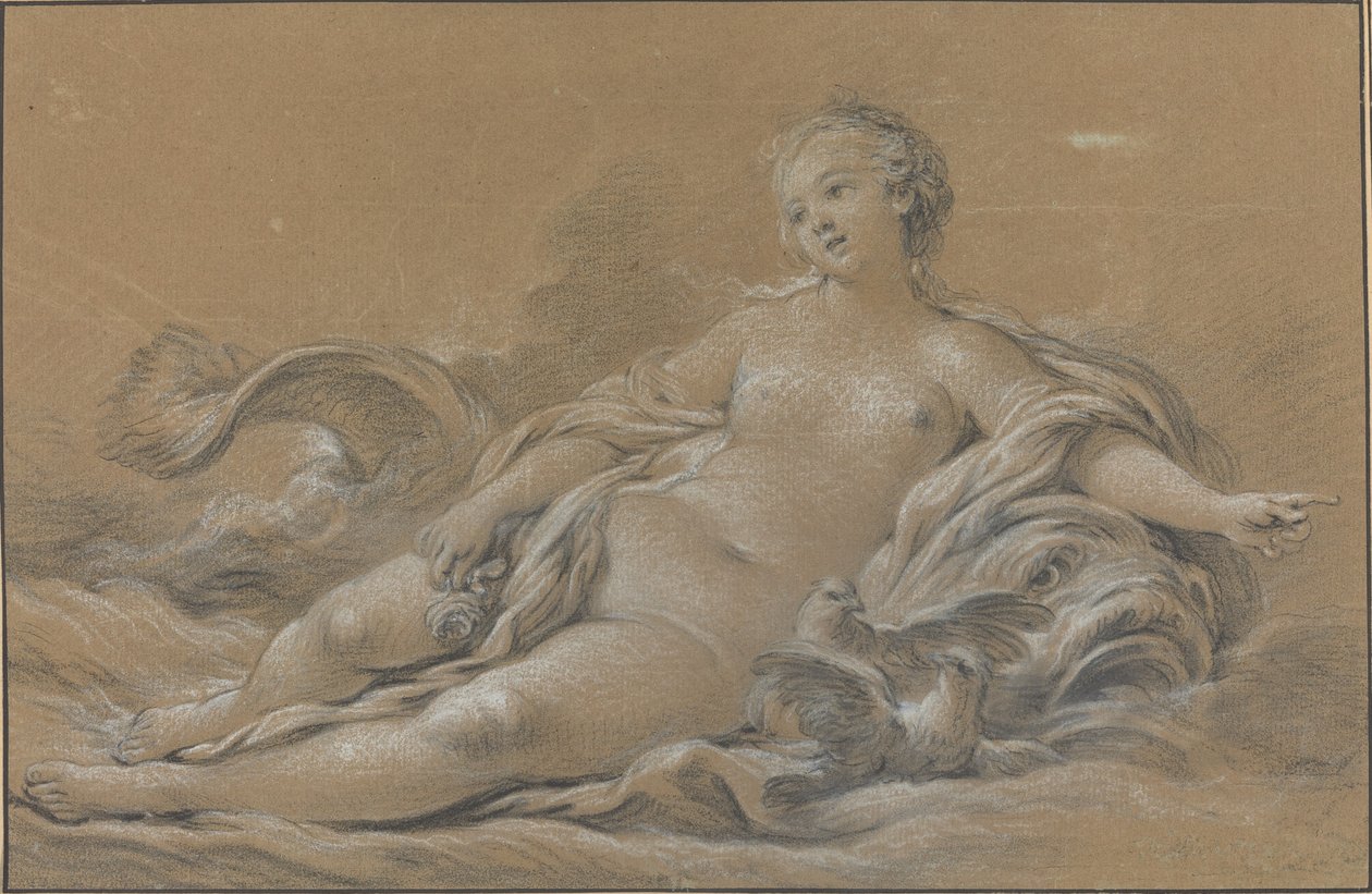 Venus makaamassa delfiinillä tekijältä François Boucher