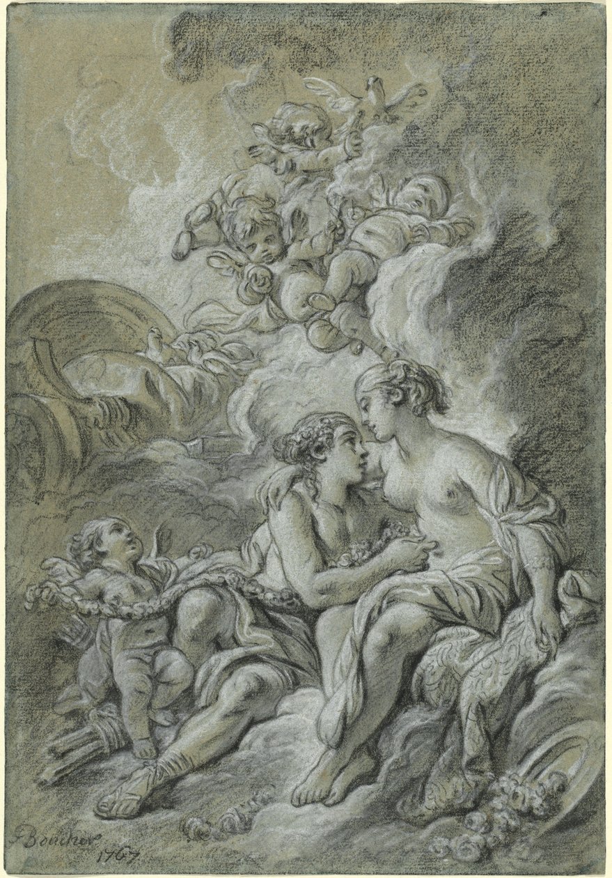 Venus nojaa rakkaaseen Adoniseensa... tekijältä François Boucher
